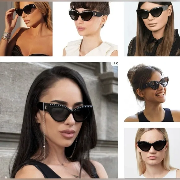 Jimmy Choo Black Studded Sunglasses with Case NWOT Jimmy Choo CLOE/S 807/FQ Black Gold Flash Swarovski Crystals  main image 3